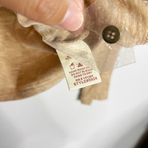 New Hem & Thread Small Peachy Orange Burnout Long Sleeve Lace Inset Button Back - Picture 9 of 9